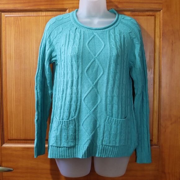 Croft & Barrow Teal Blue Crewneck Knit Vintage 90s Sweater XS - Picture 2 of 13